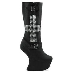 NIB Jeffrey Campbell Nightcross, Washed Black/ Silver Boots